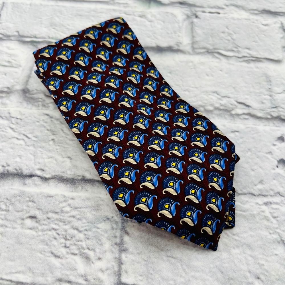 Robert Talbott Studio Burgundy Blue Paisley Silk Mens Necktie Preppy Career